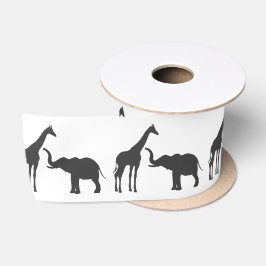 Elegante Giraffe Olifant Baby Shower Satijnen Lint
