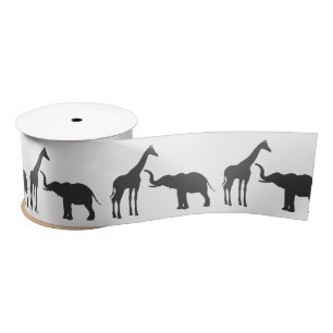 Elegante Giraffe Olifant Baby Shower Satijnen Lint