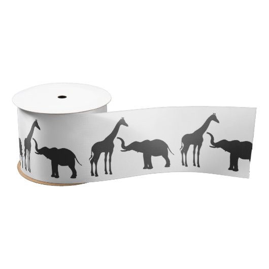 Elegante Giraffe Olifant Baby Shower Satijnen Lint (Spoel)
