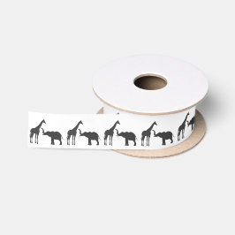 Elegante Giraffe Olifant Baby Shower Satijnen Lint