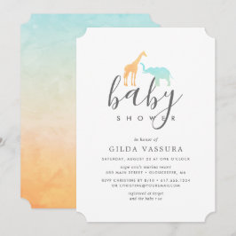 Elegante Giraffe Olifant Baby Shower Uitnodiging