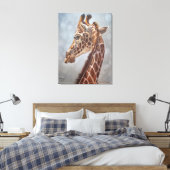 Elegante giraffe portret schilderij groot canvas afdruk (Insitu (Slaapkamer))