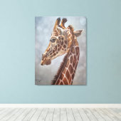Elegante giraffe portret schilderij groot canvas afdruk (Insitu (Houten vloer))