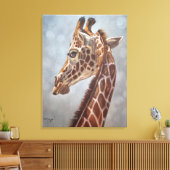 Elegante giraffe portret schilderij groot canvas afdruk (Insitu (Woonkamer))