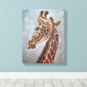 Elegante giraffe portret schilderij klein canvas afdruk (Insitu (Houten vloer))