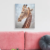 Elegante giraffe portret schilderij klein canvas afdruk (Insitu (Woonkamer))