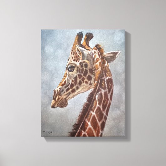 Elegante giraffe portret schilderij klein canvas afdruk (Voorkant)