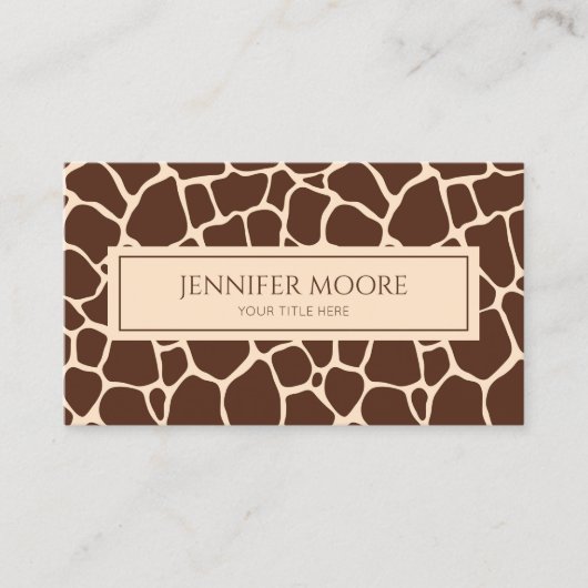 Elegante Giraffe Print Bruin Custom Visitekaartje (Voorkant)