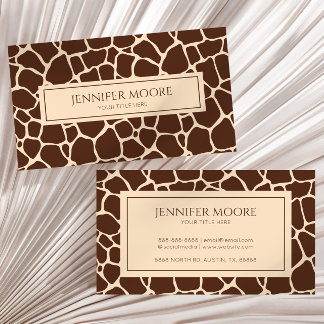 Elegante Giraffe Print Bruin Custom Visitekaartje