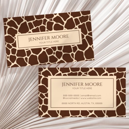 Elegante Giraffe Print Bruin Custom Visitekaartje