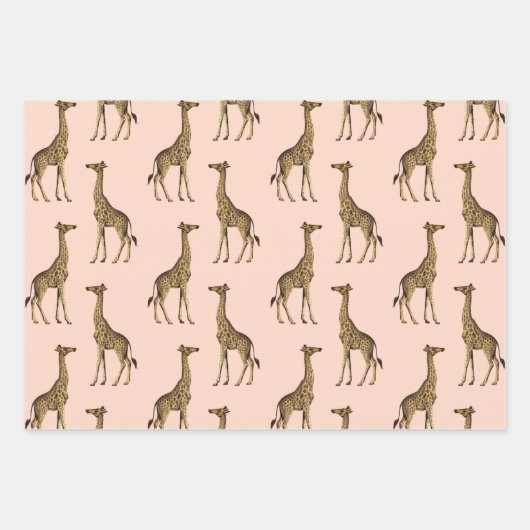 Elegante Giraffe Safari in Blush Inpakpapier Vel (Voorkant)