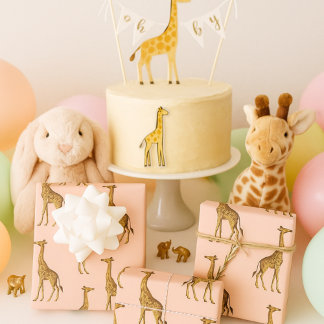 Elegante Giraffe Safari in Blush Inpakpapier Vel
