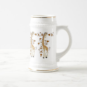 Elegante giraffen gouden en witte bierpul