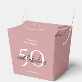 Elegante Girly 50 & Fabulous Birthday Dusty Pink Bedankdoosjes