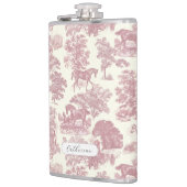 Elegante Girly Chic Roze Paard Toile Naam Heupfles (Links)