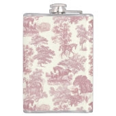 Elegante Girly Chic Roze Paard Toile Naam Heupfles (Achterkant)