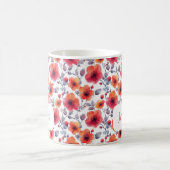 Elegante Girly Chic Stijlvolle moderne rode bloeme Koffiemok (Center)