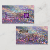 Elegante Girly Crown Kleurrijke Glitter QR-code Visitekaartje (Voorkant / Achterkant)