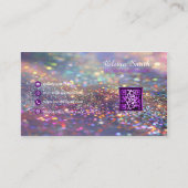 Elegante Girly Crown Kleurrijke Glitter QR-code Visitekaartje (Voorkant)