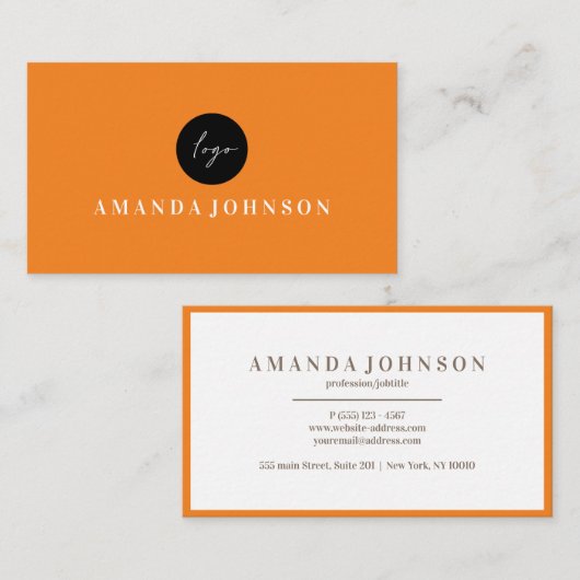 Elegante Girly Day Spa en Salon LOGO Sinaasappel Visitekaartje (Voorkant / Achterkant)