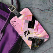 Elegante girly faux Glitter roze zwart geometrisch Bagagelabel