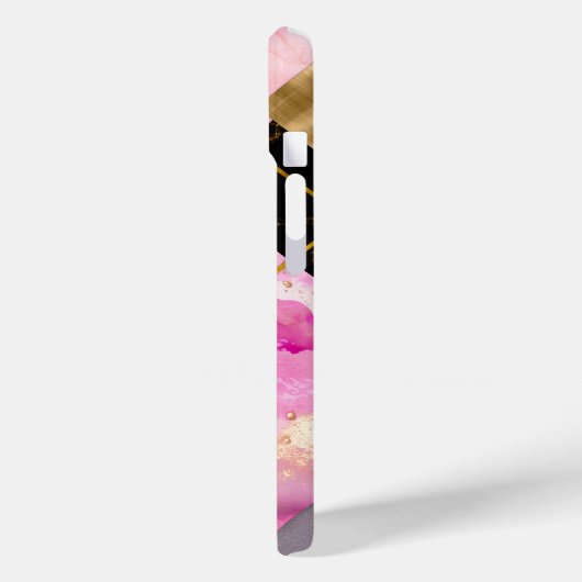 Elegante girly faux Glitter roze zwart geometrisch Case-Mate iPhone Case (Achterkant / Links)