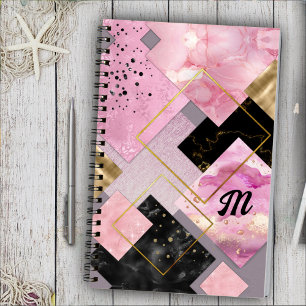 Elegante girly faux Glitter roze zwart geometrisch Notitieboek