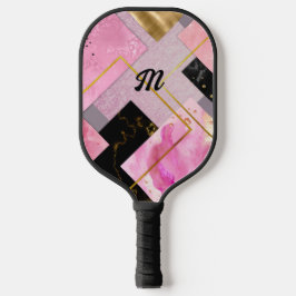 Elegante girly faux Glitter roze zwart geometrisch Pickleball Paddle