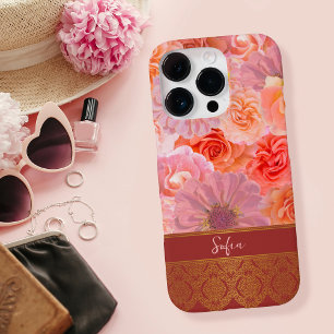 Elegante Girly Floral Oriental Custom Name iPhone 16 Pro Hoesje