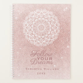 Elegante Girly gepersonaliseerde Roos Gold Glitter Planner