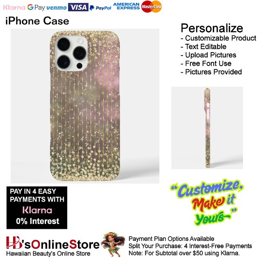 Elegante Girly Gold Beaded Glitter Case-Mate iPhone Case