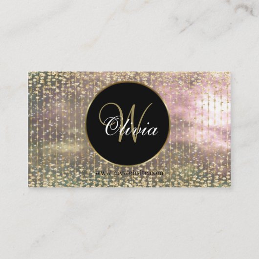 Elegante Girly Gold kralen gordijnen Glitter QR-co Visitekaartje (Achterkant)