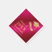 Elegante Girly Hot Pink en Gold 2025 Afstuderen Servet (Hoek)