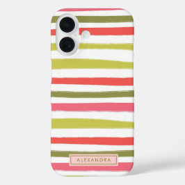 Elegante Girly moderne kleurrijke gestreepte iPhone 16 Hoesje