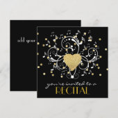 Elegante girly muziek recital uitnodiging (Voorkant / Achterkant)