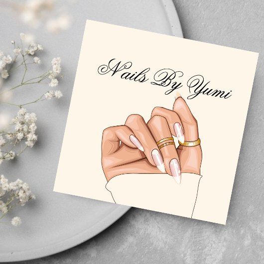 Elegante Girly Nail Salon Nail Technician Manicure Vierkante Visitekaartje