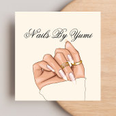 Elegante Girly Nail Salon Nail Technician Manicure Vierkante Visitekaartje