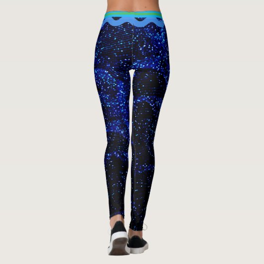 Elegante Girly Navy Blue Sparkle Glitters Abstract Leggings (Achterkant)