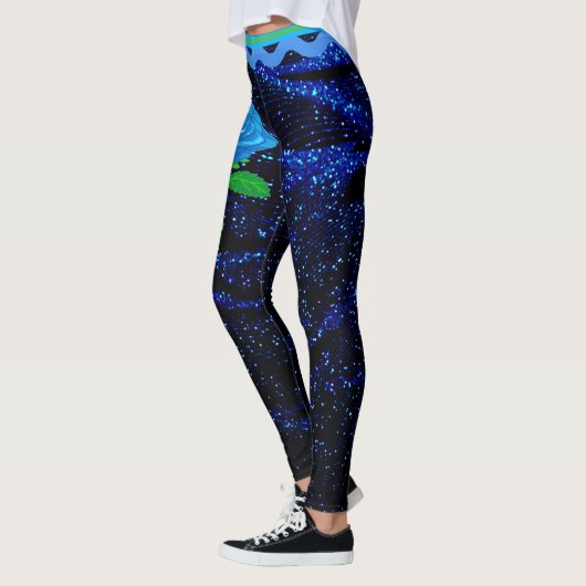 Elegante Girly Navy Blue Sparkle Glitters Abstract Leggings (Links)