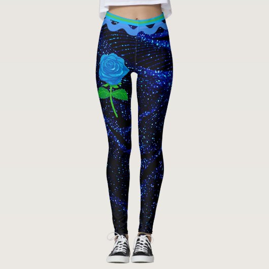 Elegante Girly Navy Blue Sparkle Glitters Abstract Leggings (Voorkant)