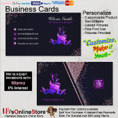 Elegante Girly Paarse Navy Glitter QR-code Visitekaartje