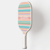 Elegante Girly Pastel Regenboog Stripes gepersonal Pickleball Paddle (Links)