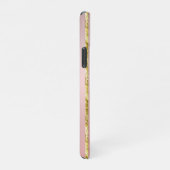 Elegante Girly Peach Gold Glitter Pattern Monogram iPhone Hoesje (Rechterkant)