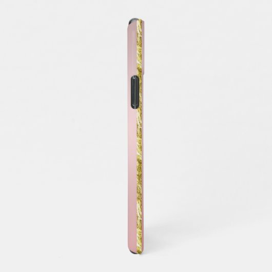 Elegante Girly Peach Gold Glitter Pattern Monogram iPhone Hoesje (Rechterkant)