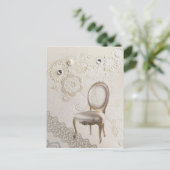 Elegante Girly Pearl Swirls Kant Bloemig Parijs Briefkaart (Staand voorkant)