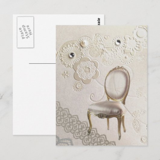 Elegante Girly Pearl Swirls Kant Bloemig Parijs Briefkaart (Voorkant / Achterkant)