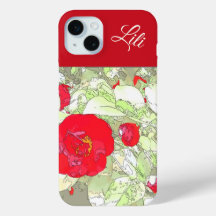 Elegante girly pioen rood bloemenmonogramable