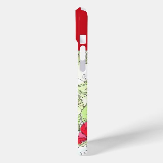 Elegante girly pioen rood bloemenmonogramable Case-Mate iPhone case (Achterkant / Links)