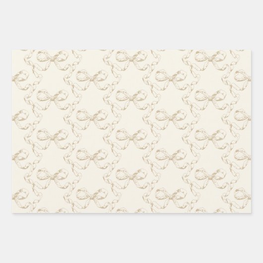 Elegante  Girly Preppy Bows Roze Toile Inpakpapier Vel (Voorkant 3)