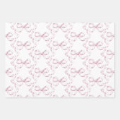 Elegante  Girly Preppy Bows Roze Toile Inpakpapier Vel (Voorkant 2)